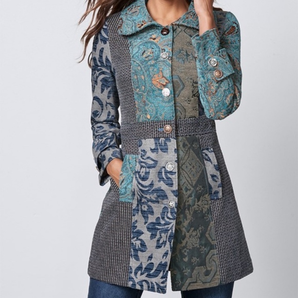Venus Mixed Print Coat